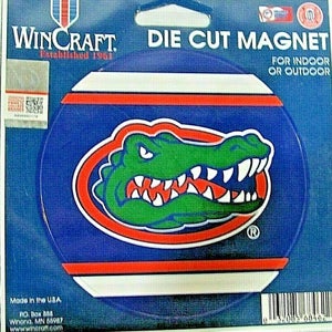 NCAA Florida Gators 4 inch Diameter Stripped Auto Magnet by WinCraft