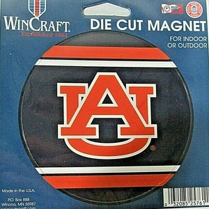 NCAA Auburn Tigers 4 inch Diameter Stripe Auto Magnet by WinCraft