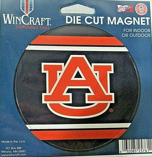 NCAA Auburn Tigers 4 inch Diameter Stripe Auto Magnet by WinCraft
