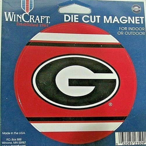 NCAA Georgia Bulldogs 4 inch Diameter Stripe Die Cut Magnet by WinCraft