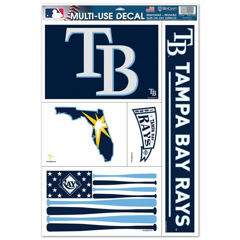 MLB Tampa Bay Rays Flag 11"x17" Ultra Decals/Multi-Use Decals 5ct Sheet WinCraft