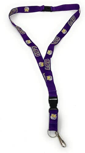 NCAA LSU Tigers Logo and Name on Purple 1 Side Lanyard 23" Long 3/4" Wide