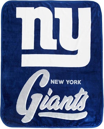 NFL New York Giants Royal Plush Raschel 50" by 60" Throw Blanket Style Prestige