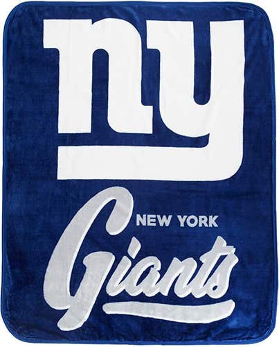 NFL New York Giants Royal Plush Raschel 50" by 60" Throw Blanket Style Prestige