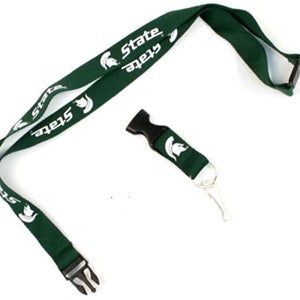 NCAA Michigan State Spartans Green 1 Sided Lanyard with Clips 23" Long 3/4" Wide