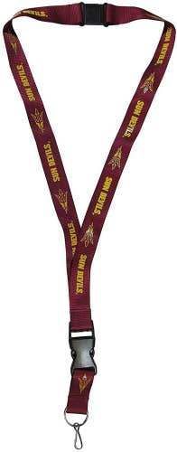 NCAA Arizona State Sun Devils Maroon 1 Sided Lanyard with Clips 23" Long 1" Wide