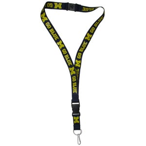NCAA Michigan Wolverines Logo and Name Blue Lanyard 23" Long 3/4" Wide