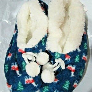 Merry Brite Ladies Sherpa Slippers Red & White Lama on Blue Select Size Below