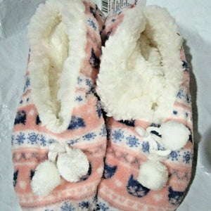 Merry Brite Ladies Sherpa Slippers Cats on Pink Select Size Below