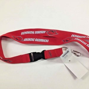 NCAA Arkansas Razorbacks Red 1 Sided Lanyard with Clips 23" Long 3/4" Wide
