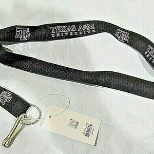 NCAA Texas A&M Aggies Black 1 Sided Lanyard with with Clips 23" Long 3/4" Wide