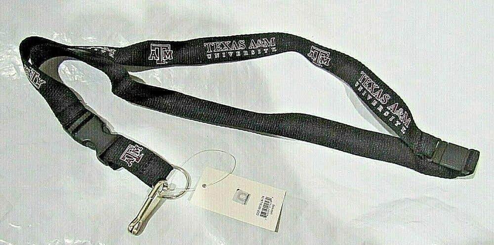 NCAA Texas A&M Aggies Black 1 Sided Lanyard with with Clips 23" Long 3/4" Wide