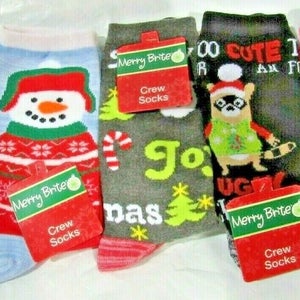 Crew Socks Christmas Stuff on Multicolor by Merry Brite Select Design Below