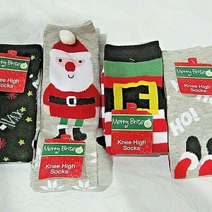 Knee High Socks Christmas Stuff on Multicolor by Merry Brite Select Design Below