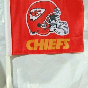 NFL Kansas City Chiefs Helmet on Red Car Window Flag by Rico Industries