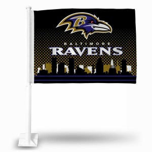 NFL Baltimore Ravens over Skyline Car Window Flag by Rico Industries