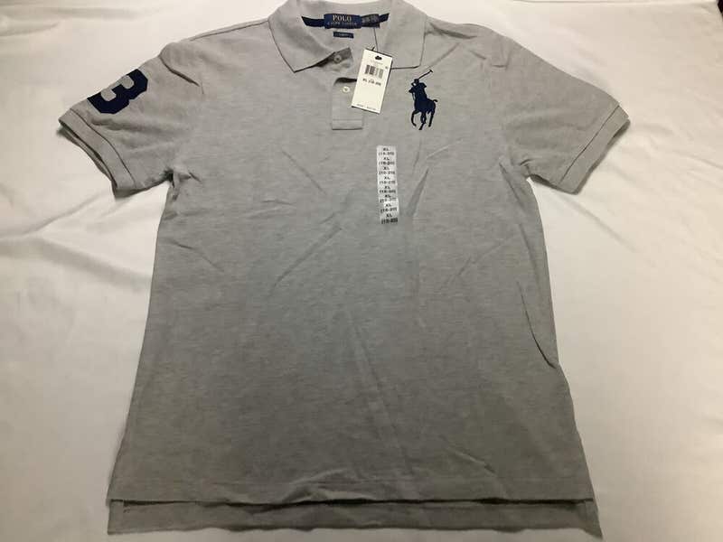 Polo Ralph Lauren Big Pony #3 Polo Shirt Boys XL (18-20) Grey Navy