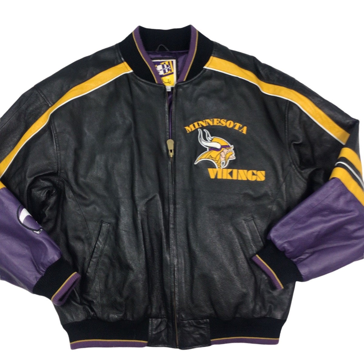 Maker of Jacket NFL Minnesota Vikings Brown and White Varsity