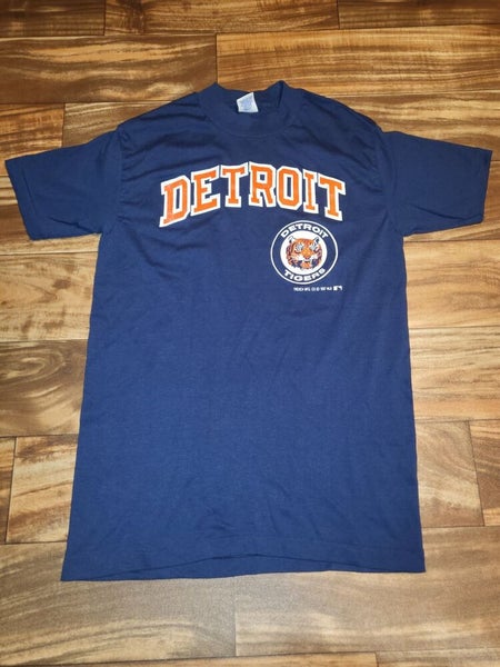 Blue Vintage Rare 1987 Detroit Tigers MLB Baseball Sports Vtg T Shirt Size S/M