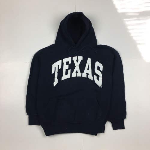 Vintage University of Texas Longhorns Spell Out Logo Blue Hoodie Sweatshirt (M)