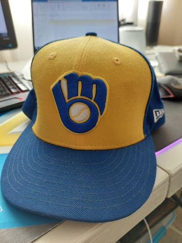 7 3/8 New Era Brewers  Cooperstown Hat
