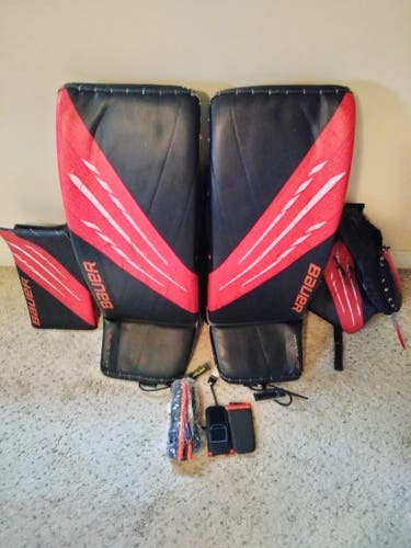 Used 34" Navy and Orange Regular Custom Bauer Hyperlite Goalie Full Set
