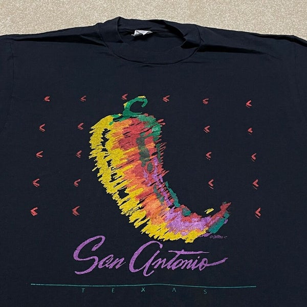 San Antonio Texas T Shirt Men Large Adult Black Chili Pepper Vintage 90s USA TX