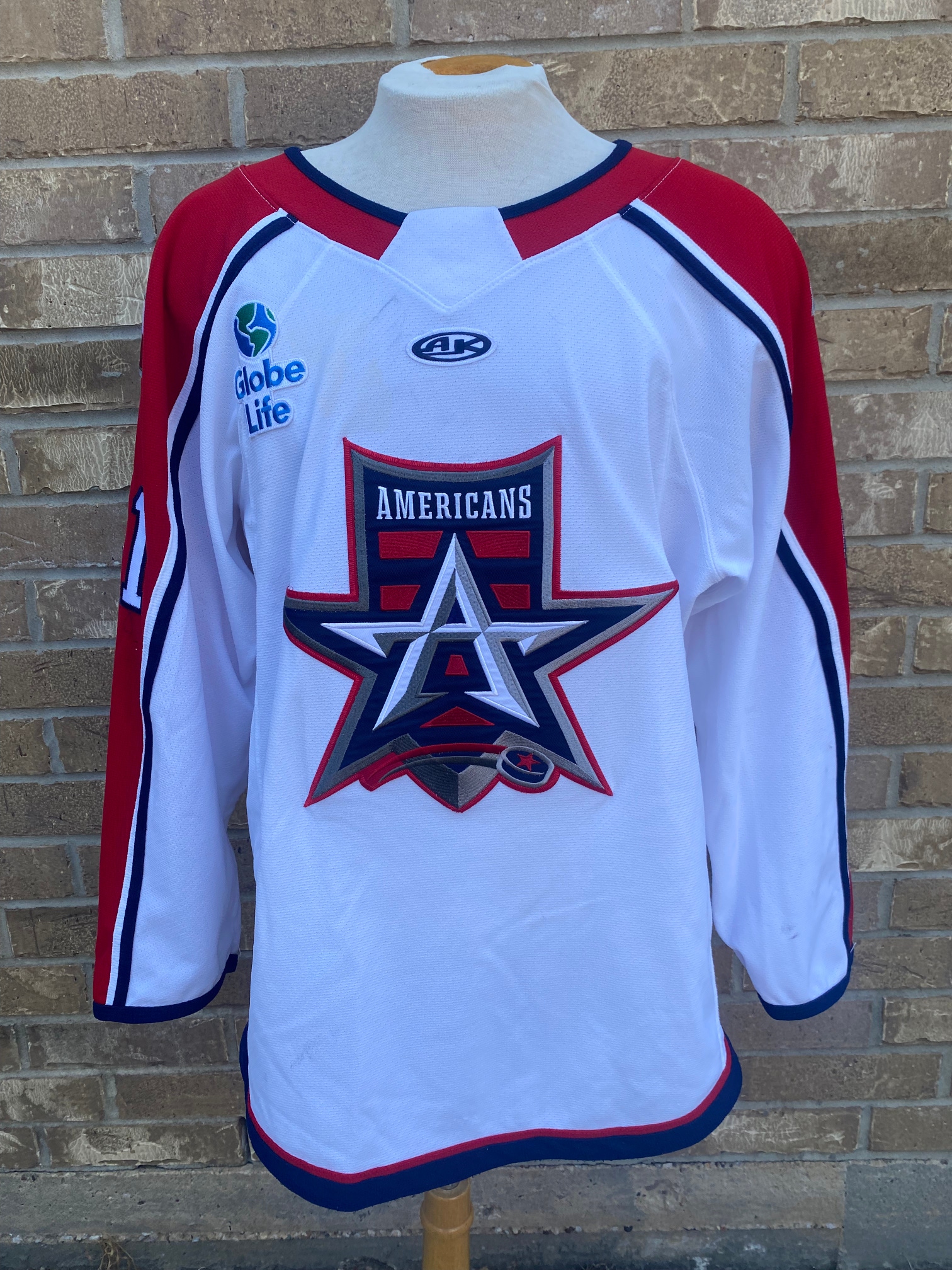 AK Allen Americans ECHL Pro Stock Game Used Jerseys White 8964