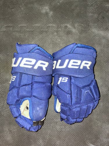 Blue Bauer Supreme 1S Gloves Vancouver Canucks Leivo 14” Pro Stock