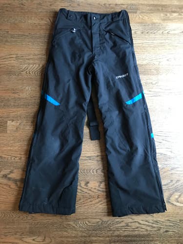 Black/Blue Boys Used Size 18 Spyder Full Side Zip Ski Pants