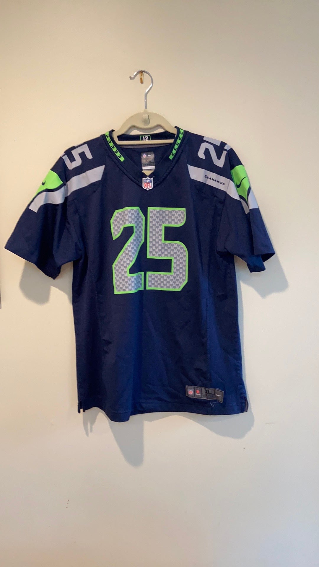 YOYO Jersey Seattle Seahawks 3# Wilson 25# 31# Elite Edition Embroidered Football Jersey T-shirt Sports Short-sleeve Top,Blue-3-L 