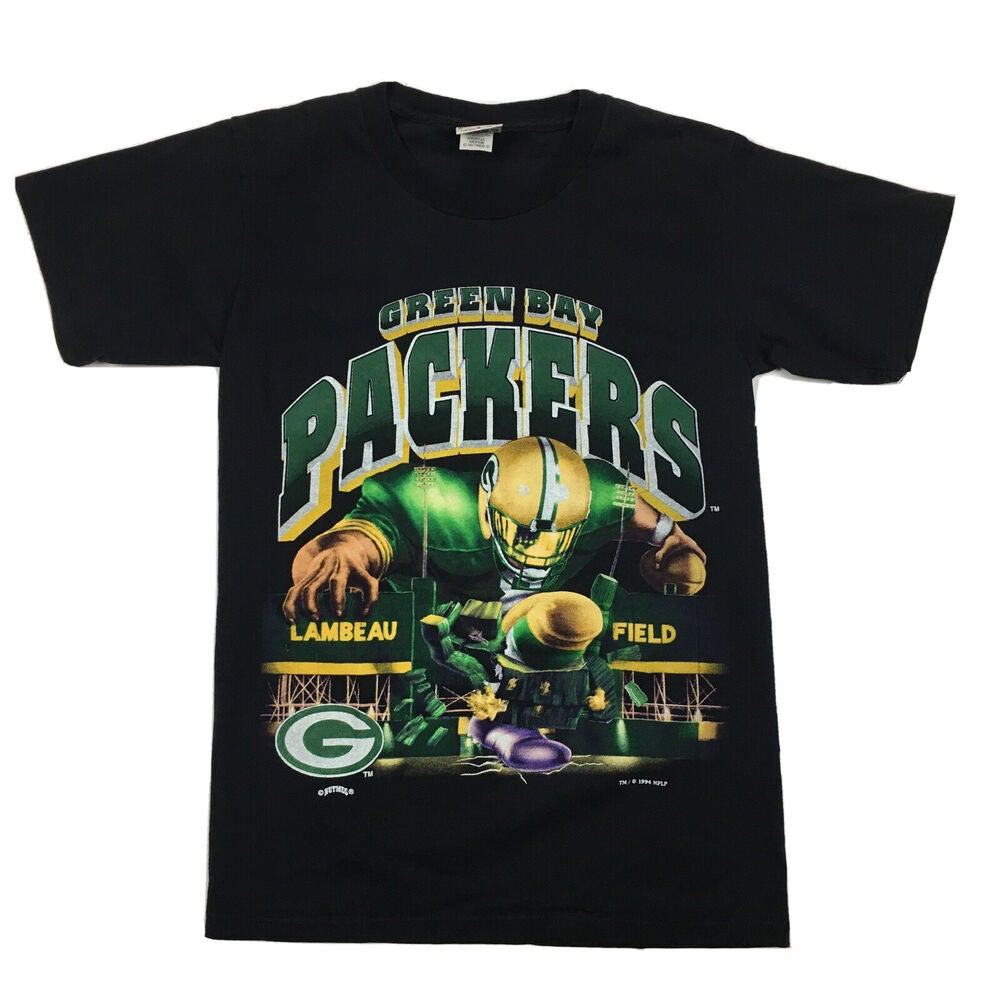 Vintage 1994 Green Bay Packers 3-D Graphic Lambeau Field Black T