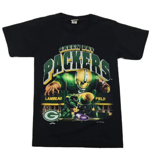 Vintage 1994 Green Bay Packers 3-D Graphic Lambeau Field Black T-Shirt (M)