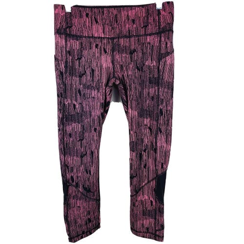 Lululemon Pace Rival Crop Down Pour Electric Coral Pink Black Luxtreme Size: 6