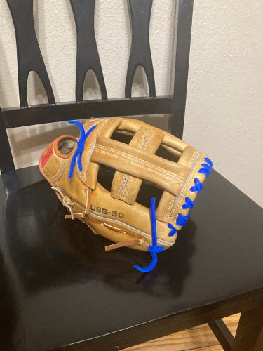Re-laced/reconditioned U&S/SSK outfield glove-13’ RHT