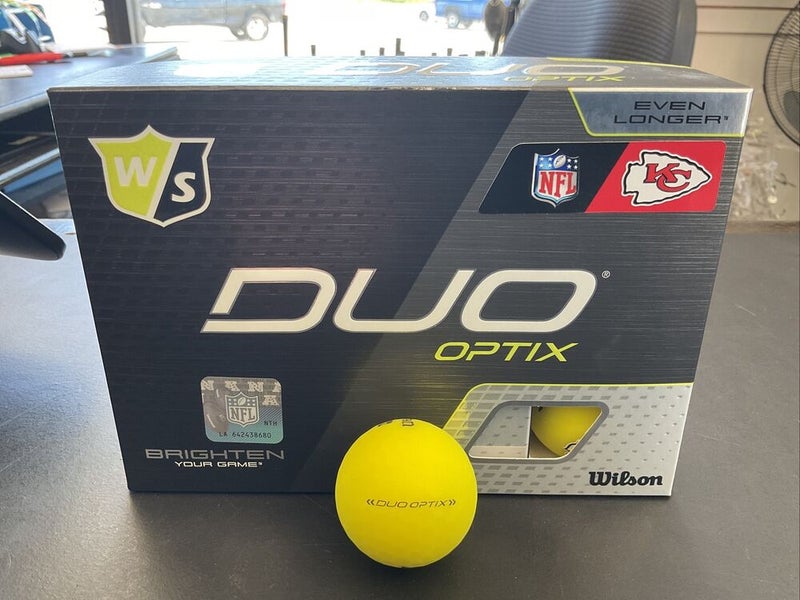 Wilson Staff Duo Optix Yellow NFL Golf Ball Kansas City Chiefs 12 Count Box  NEW