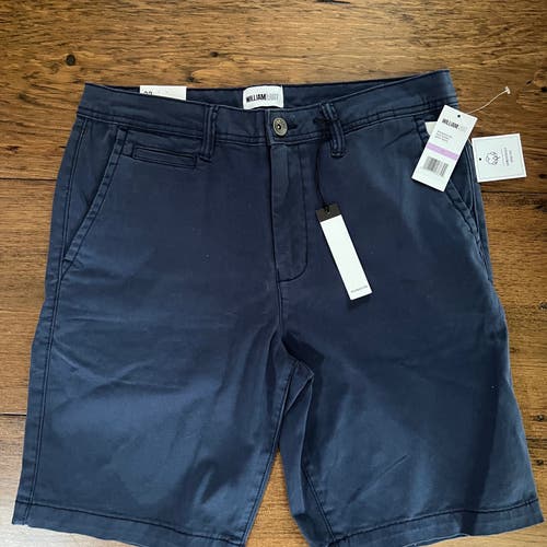 New Men's Navy Blue William Rast Cotton Shorts Size 32