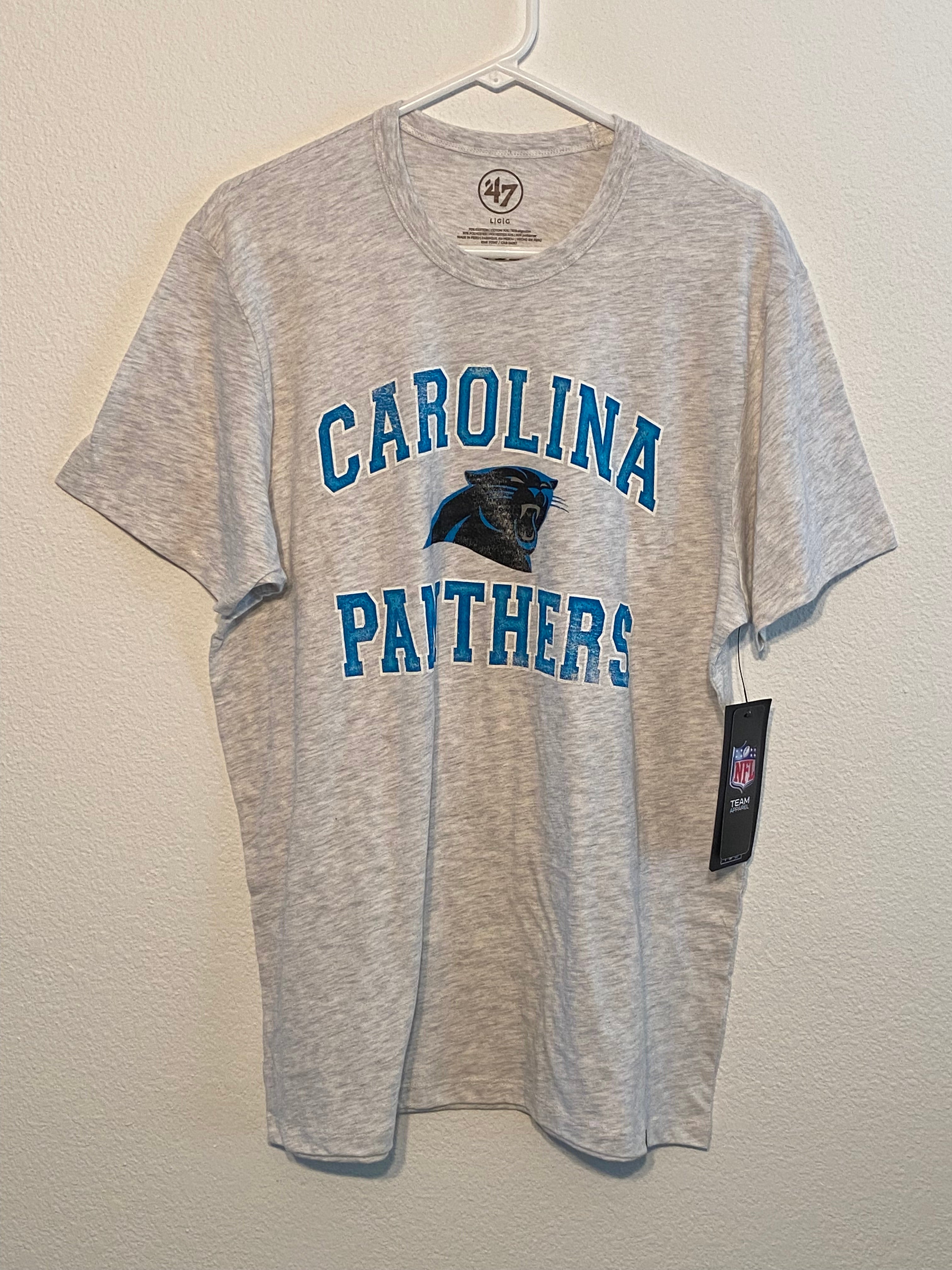 New Carolina Panthers NFL Apparel Gray Mens Polo Golf Shirt Men's Size  Small NWT