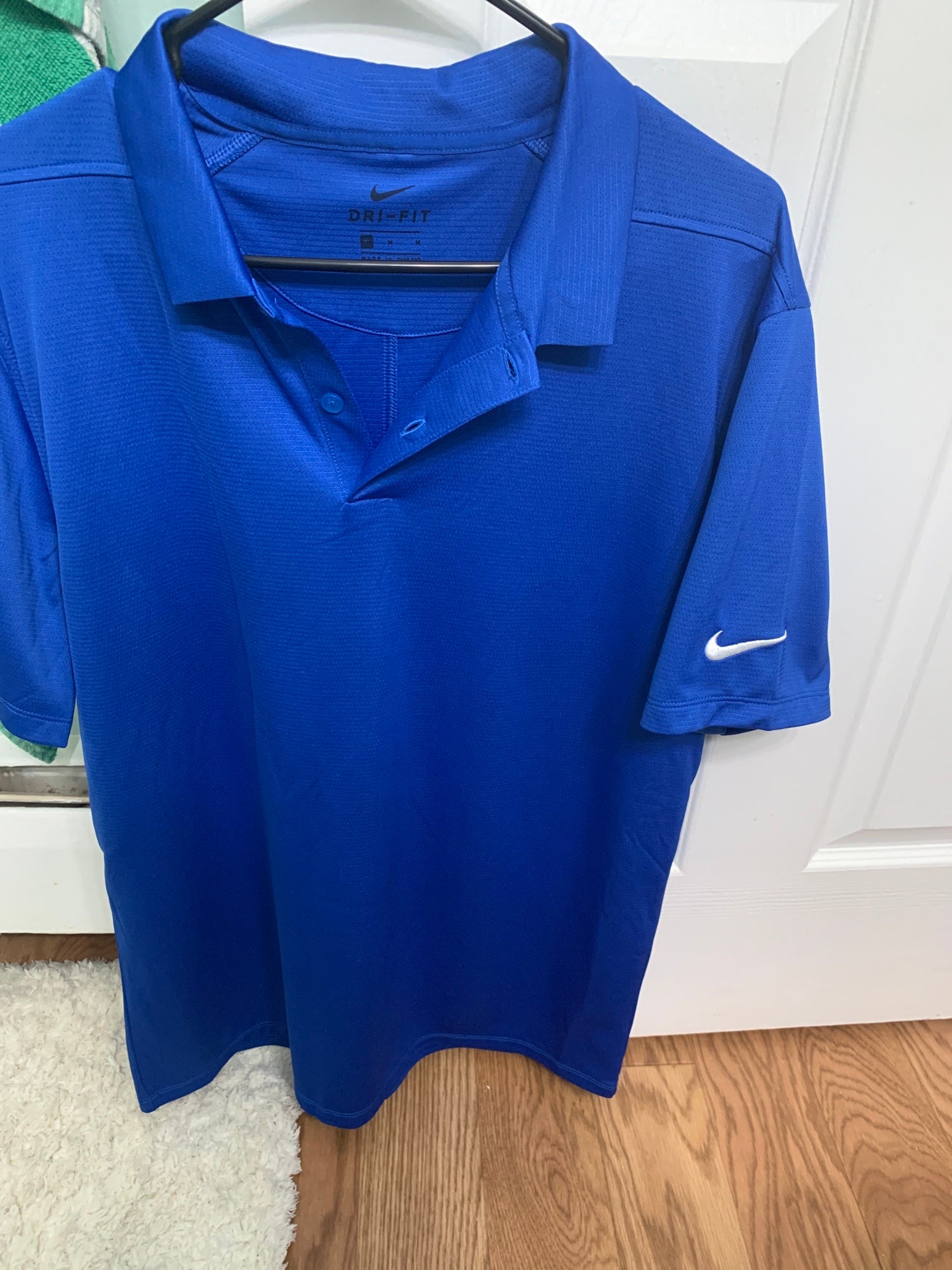 Nike Chicago Cubs 2-Button Basesball Mens Polo Blue Red Dri-Fit  N911199NEJBQR