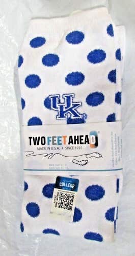 NCAA Kentucky Wildcats "KU" Logo White w/Dot Knee High Socks 4-9 Two Feet Ahead