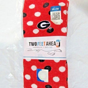 NCAA Georgia Bulldogs Logo on Red w/Dot Knee High Socks 4-9 Two Feet Ahead