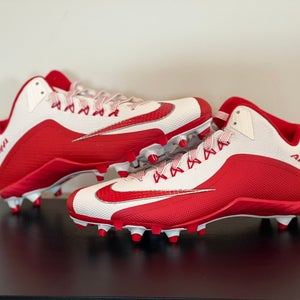 Size 11.5 Nike Alpha Pro 2 Mid Football Cleats - RED/WHITE - 719932-166 - NEW
