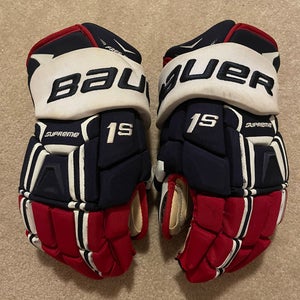 LIGHTLY USED Bauer Supreme 1S 15” Pro Stock University Of Connecticut Gloves