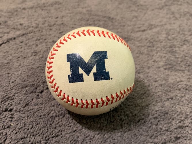 Game used Michigan pearl baseball