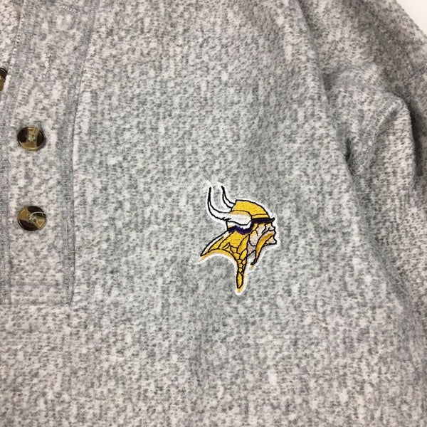 Y2K Minnesota Vikings Gray Button Up Henley Long Sleeve Shirt NFL Football  (M)