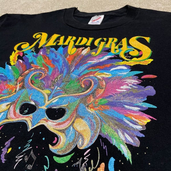 RARE Vintage Louisiana Mardi Gras Map All Over Print AOP T-Shirt 90s Size XL
