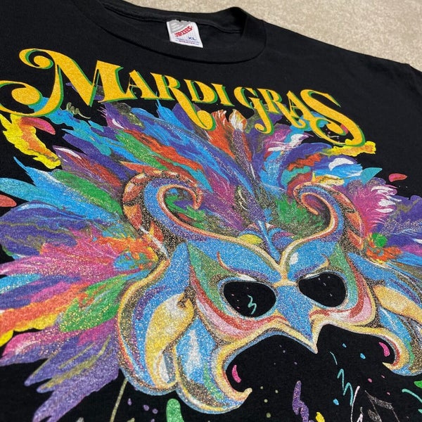 RARE Vintage Louisiana Mardi Gras Map All Over Print AOP T-Shirt 90s Size XL