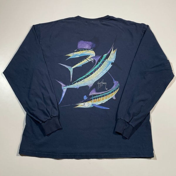 Guy Harvey Bluewater Mens Large Long Sleeve Fishing T-Shirt Green