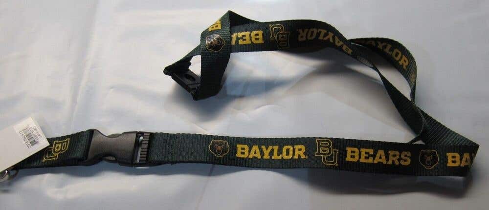 NCAA Baylor Bears Green 1 Sided Lanyard with Clips 19" Long 3/4" Wide