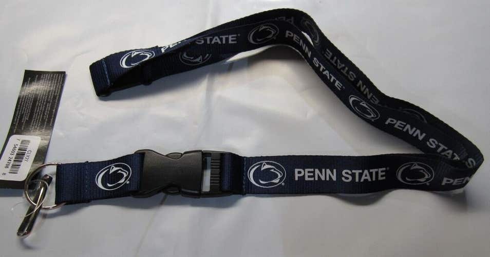 NCAA Penn State Nittany Lions Navy Logo and Name White Lanyard 23" Long 1" Wide